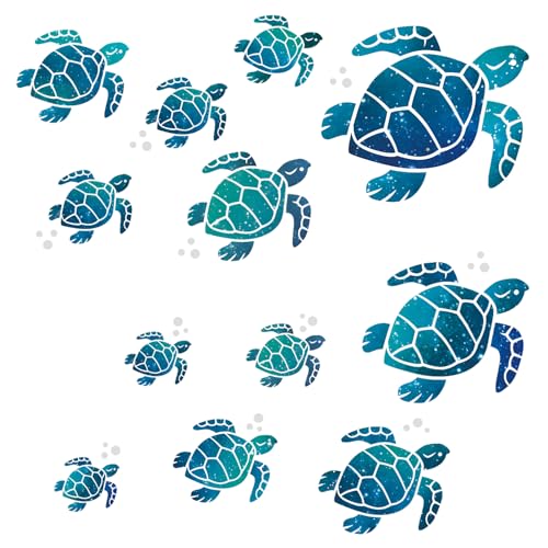 12 PCS Sea Turtle Decor Under The Sea Turtle Wall Decals 12 Sizes Ocean Turtle Bathroom Vinyl Stickers Waterproof Turtle Wall Art Decoration for Kids Baby Nursery Living Room Beach Room Decor 0 belly baby and beyond