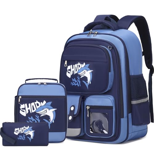 3PCS Boys Backpack Kids Backpack for Boys with Lunch Box Pencil Case Cool Shark Backpack for Boys Schoolbag Bookbag for Kindergarten Elementary Middle High School 0 belly baby and beyond