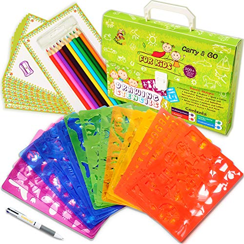 54 Pcs Drawing Stencils Set for Kids Arts and Crafts Set for Girls Boys Christmas Birthday Gifts for Kids 4 5 6 7 8 9 Year Old Creative Travel Activity Supplies for Children 0 belly baby and beyond