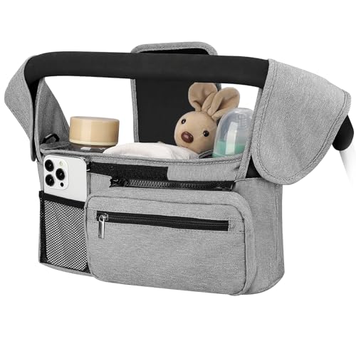 Accmor Universal Stroller Organizer with Insulated Cup Holder Detachable Phone Bag and Shoulder StrapStroller Bag Caddy Organizer Accessories Fits for Uppababy Baby Jogger Britax Strollers 0 belly baby and beyond