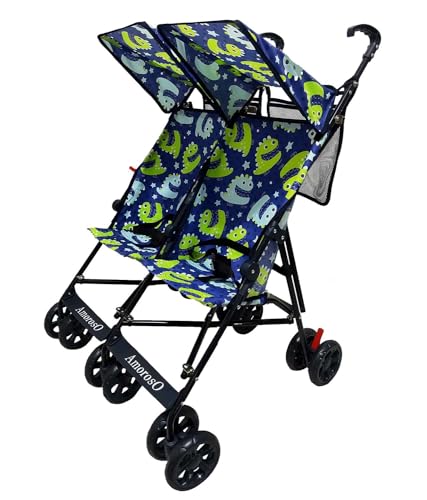 AmorosO Twin Lightweight Double Umbrella Stroller Easy to Clean Stroller Baby Stroller with Six Wheels Travel Ready Stroller with Extra Storage Sunlight and Light Rain Protection 0 belly baby and beyond