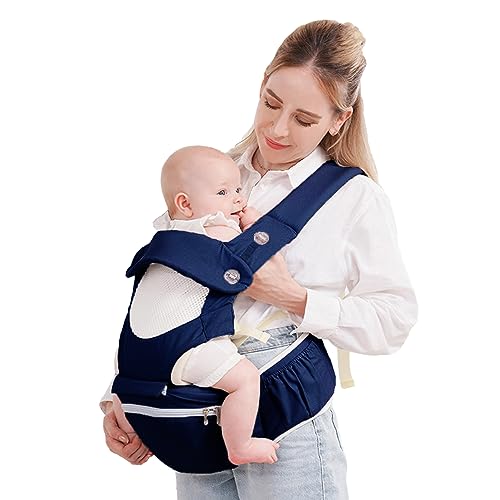 Baby Carrier with Hip Seat Ergonomic Baby Carrier Newborn to Toddler Baby Backpack Carrier for Toddler Infant Carrier for Newparents 7 44lbs Dark Blue 0 belly baby and beyond