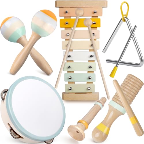 Baby Musical Instruments Montessori Musical Toys for Toddlers 1 3 Neutral Colors Wooden Percussion Instruments Set Modern Boho Xylophone Tambourine Kids Preschool Educational Birthday Gifts 0 belly baby and beyond