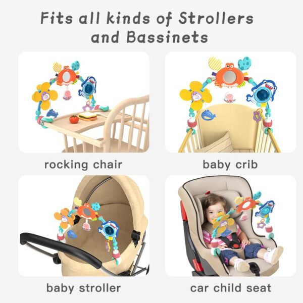 Baby Stroller Arch Toys Travel Car Seat Toys Baby Play Arch Crib Accessory Toys Mobile for Bassinet Pram Activity Arch Bar Toys for Babies Infants Boys Girls 0 3 belly baby and beyond