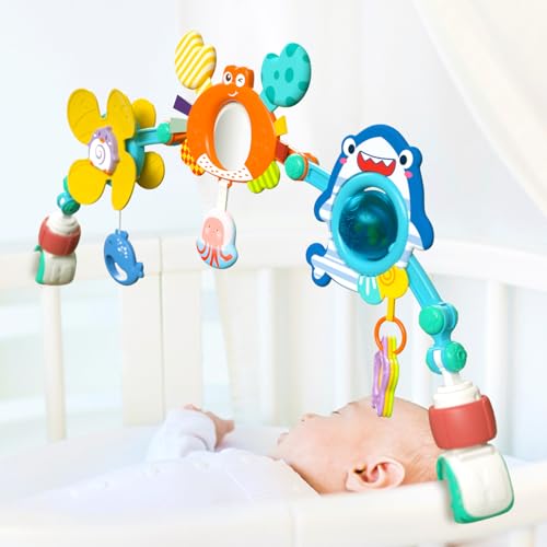 Baby Stroller Arch Toys Travel Car Seat Toys Baby Play Arch Crib Accessory Toys Mobile for Bassinet Pram Activity Arch Bar Toys for Babies Infants Boys Girls 0 belly baby and beyond