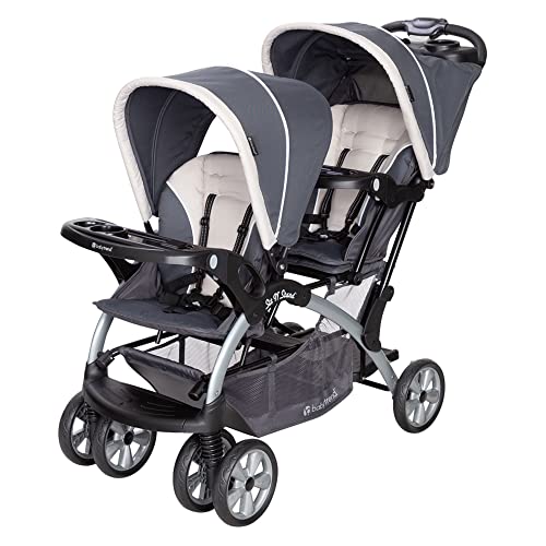 Baby Trend Sit N Stand Convertible Multi Use Easy Fold Travel Toddler and Baby Tandem Double Stroller with Safety Harness and Storage Basket Magnolia 0 belly baby and beyond
