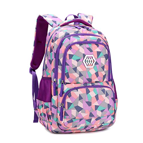 Bansusu Geometric Print Purple Backpack for Girls Middle School Elementary Bookbags 0 belly baby and beyond