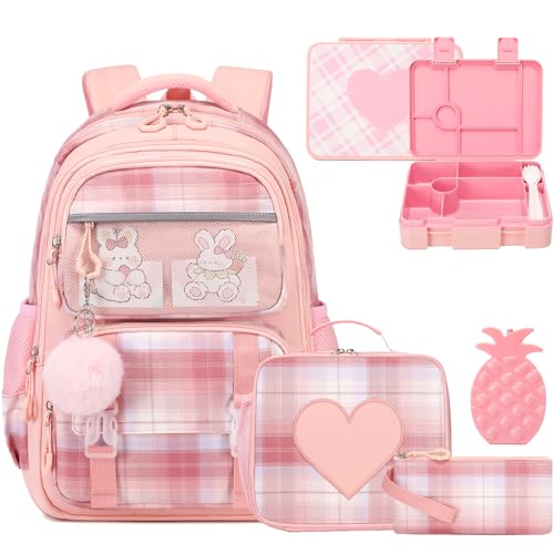 Bevalsa Kids Backpack for Girls with Bento Lunch Box Set Plaid Purple Bookbag Backpack for Girls Kids 43oz Lunch Containers Lunchbox Insulated Lunch Bag Ice Pack Pencial Case Back To School Gift 0 belly baby and beyond