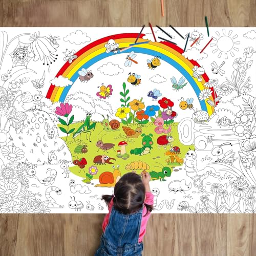 Bug Garden Coloring Poster for Kids Giant Coloring Poster Large Bugs Coloring Tablecloth Jumbo Coloring Books for kids Classroom Home Birthday Party Supplies Favor 0 belly baby and beyond