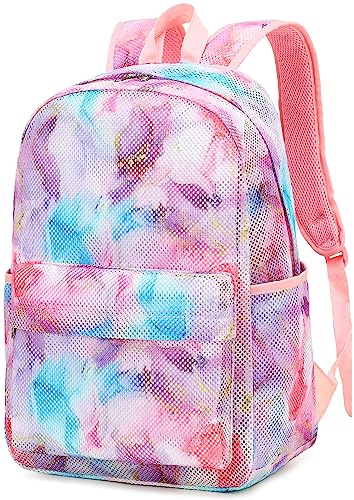 CAMTOP Mesh Backpack for Kids Girls Semi Transparent See Through Sturdy School Bookbag Casual Daypack for Beach Swim Work GymMarble67 0 belly baby and beyond