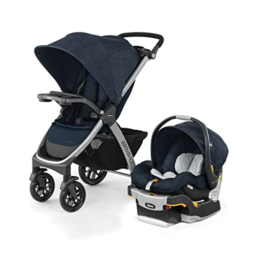 Chicco Bravo 3 in 1 Trio Travel System Quick Fold Car Seat and Stroller Combo with KeyFit 30 for Infant BrooklynNavy 0 belly baby and beyond