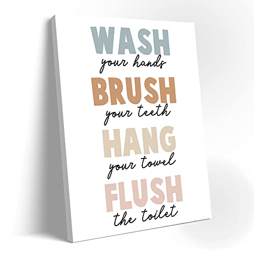 Childrens Daily Life Care Tips Wall Decor Wash Your Hands Brush Your Teeth Hang Your Towel Childrens Bathroom Wall Art Canvas Poster with Frame Ready to Hang 12X15 inch DL225 0 belly baby and beyond