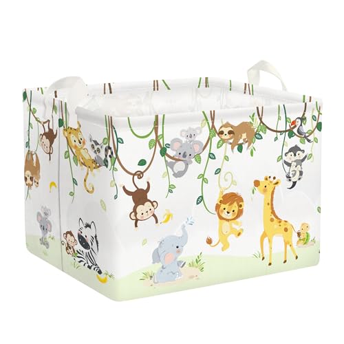 Clastyle Vine Woodland Animal Baby Basket Stuffers Toddler Gift Toy Chest Box Bin Organizer Nursery Room Decor Rectangle Elephant Giraffe Lion Clothes Book Storage Basket 0 belly baby and beyond