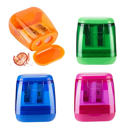 Colored Pencil Sharpeners Manual Hand Held Small Compact Pencil Sharpener for Kids with Lid Dual Hole 8 11mm No2Makeup Pencils Classroom Adults Artist Students School Home Office 4PCS 0 belly baby and beyond