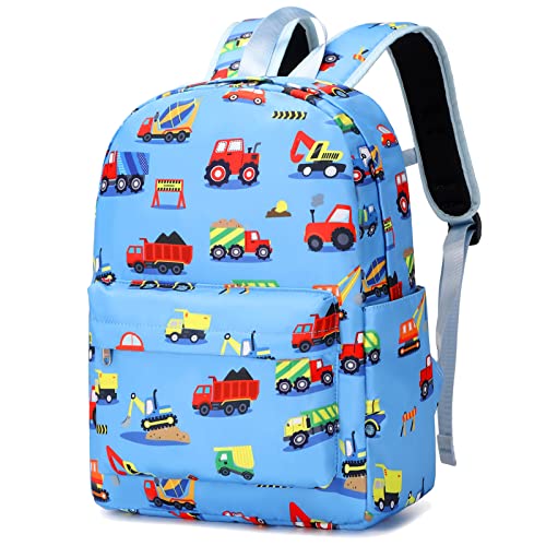 Construction Preschool Backpack for Boys Kids Backpack for Preschool Kindergarten Toddler Daycare and Travel Car Bookbag with Chest Buckle Construction Light Blue 0 belly baby and beyond