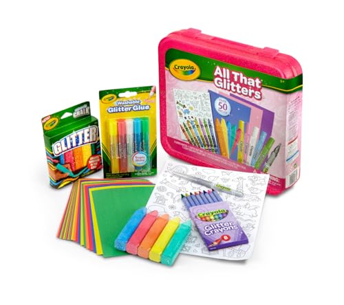 Crayola All That Glitters Art Case 50pcs Glitter Crayons Coloring Supplies Kids Art Set Gifts for Girls Boys Ages 5 0 belly baby and beyond