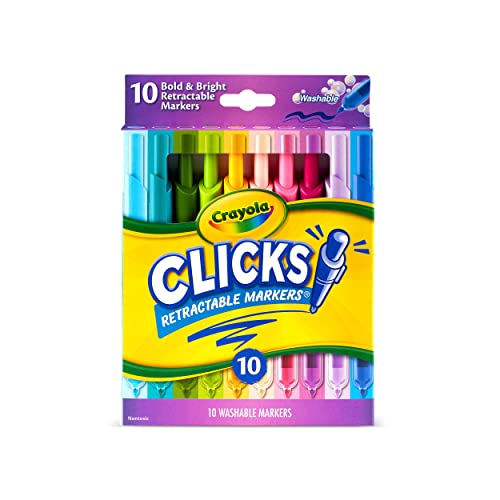 Crayola Clicks Retractable Markers 10ct Washable Markers for Kids Click Markers School Supplies for Kids Gifts Ages 5 0 belly baby and beyond