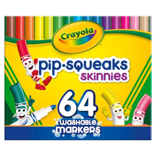 Crayola Pip Squeaks Skinnies Washable Markers 64ct Mini Markers for Kids Coloring Markers Craft Supplies Kids Holiday Gift 3 0 belly baby and beyond