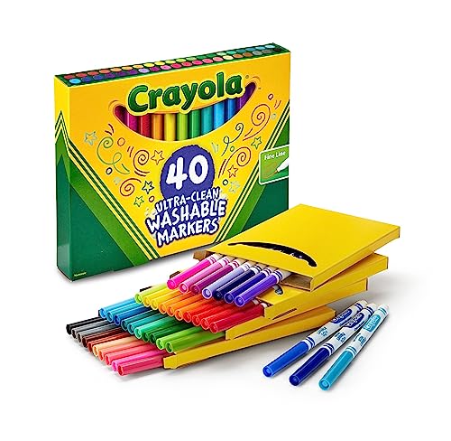 Crayola Ultra Clean Fine Line Washable Markers 40ct Colored Markers for Kids Fine Tip Art Marker Set Kids Craft Supplies 3 0 belly baby and beyond