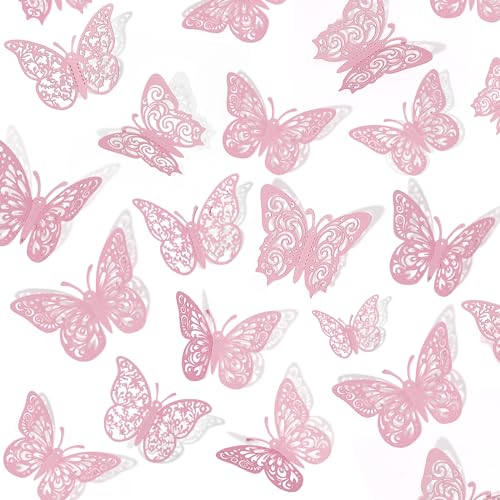 Crosize 72Pcs Pink 3D Butterfly Wall Decor 3 Sizes Butterfly Decorations Butterfly Party Cake Decorations 3D Butterfly Stickers Decals for Girls Kids Baby Bedroom Bathroom Living Room Birthday 0 belly baby and beyond