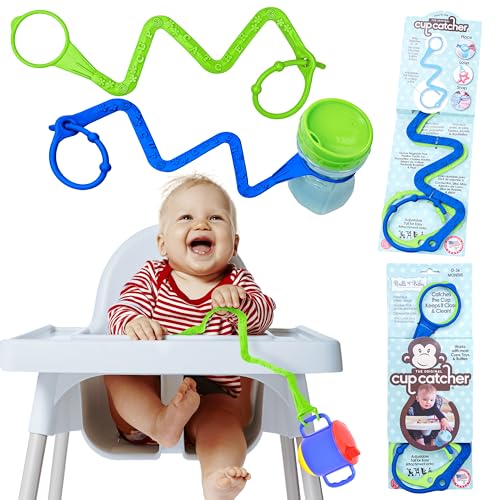 Cup Catcher Patented Safety Tether to attach Sippy Cups Bottles Toys Pacifiers to Strollers High Chairs Car Seats Made in USA FDA grade Dishwasher Safe 2 Pack Navy Lime 0 belly baby and beyond