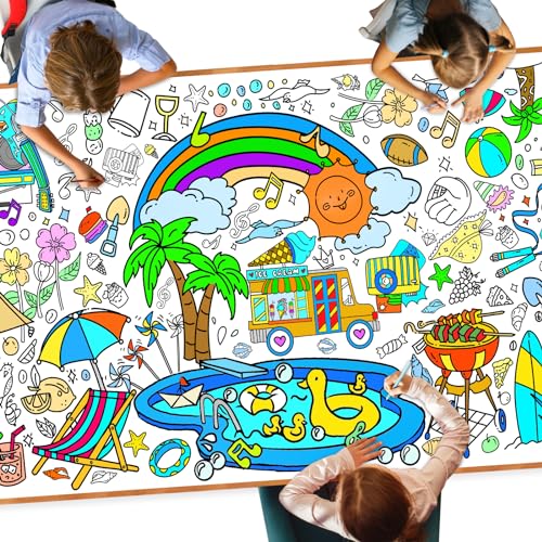 DDMY Giant Coloring Poster Summer Tablecloth 72 x 355 Inch Versatile Summer Beach Activity Drawing Coloring Poster for Classroom Wall DecorSchoolKids Party Kid Art Crafts DIY Coloring Table Cover 0 belly baby and beyond