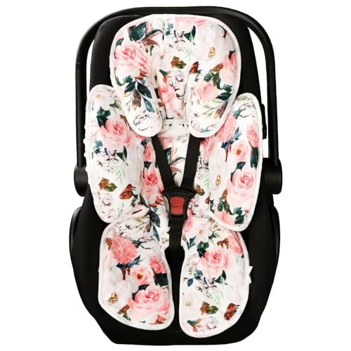 DILIMI Infant Car Seat Insert 2 in 1 Carseat Head Support for Newborn Soft Baby Head Support for Car Seat Stroller Bouncers Pink Flower 0 belly baby and beyond
