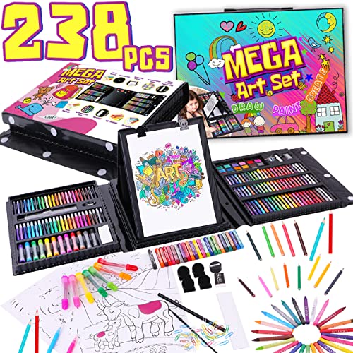Dinonano Drawing Painting Art Set for Kids 238 Pieces Paint Makers Coloring Set School Supplies Kit Sketch Pad Easel Oil Pastels Crayons Watercolor Pencils Markers Toddler Boys Girls Age 3 4 5 6 12 0 belly baby and beyond