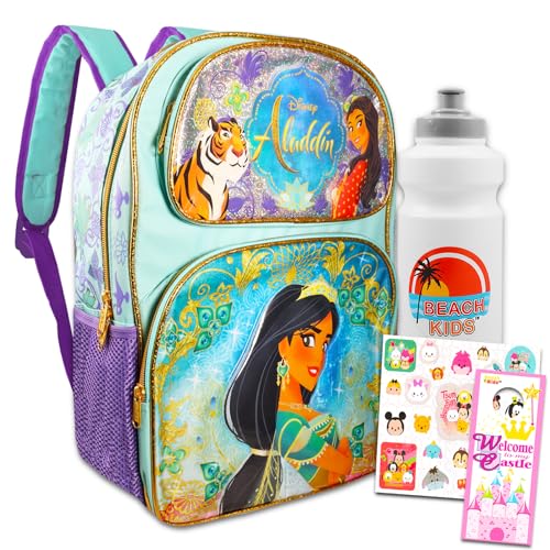 Disney Princess Jasmine Backpack Set Bundle of 16 Princess Jasmine Backpack with Water Bottle Stickers More Disney Aladdin Backpack for Kids 0 belly baby and beyond