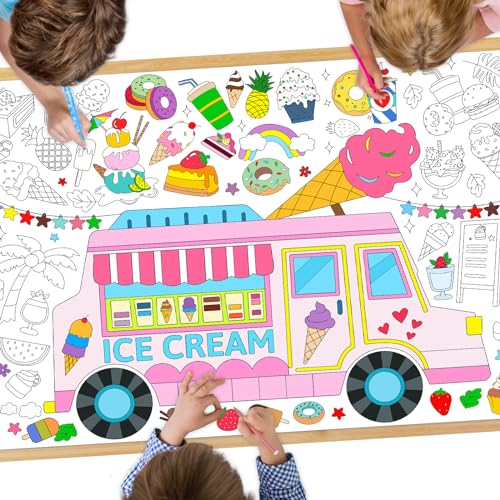 Fancy Land Ice Cream Coloring Poster for Kids Ice Cream Party Supplies Summer Painting Tablecloth for Boys Girls Birthday Party Decors Gift 3Pcs 315 x 433 Inches 0 belly baby and beyond