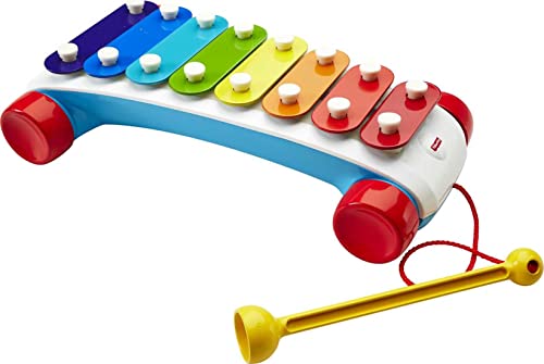Fisher Price Toddler Pull Toy Classic Xylophone Pretend Musical Instrument with Mallet and Rolling Wheels for Ages 18 Months 0 belly baby and beyond