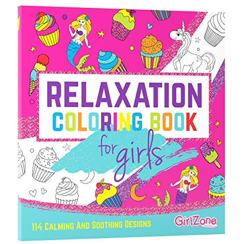 GirlZone Relaxation Coloring Book for Girls and Kids 114 Magical Cute Fun Designs Unicorn Mandala Food Animals Mermaid for Gifts Creativity Mindfulness Calming 0 belly baby and beyond