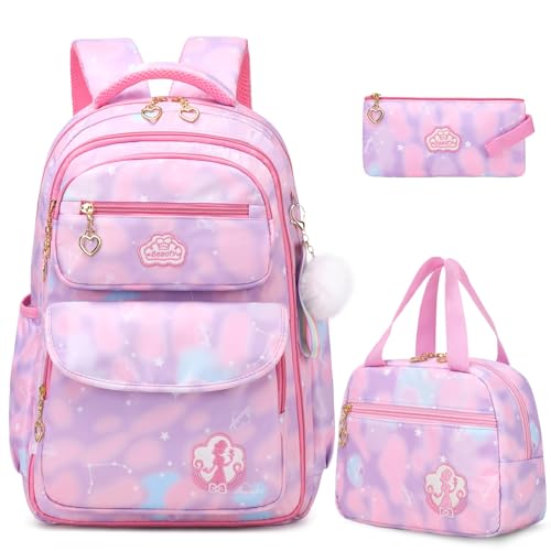 Girls Backpack Set School Backpacks for Girls with Lunch Bag Pencil Case Cute Girls Bookbag Girls School Bag for Kindergarten Preschool Elementary School Clouds Purple 0 belly baby and beyond