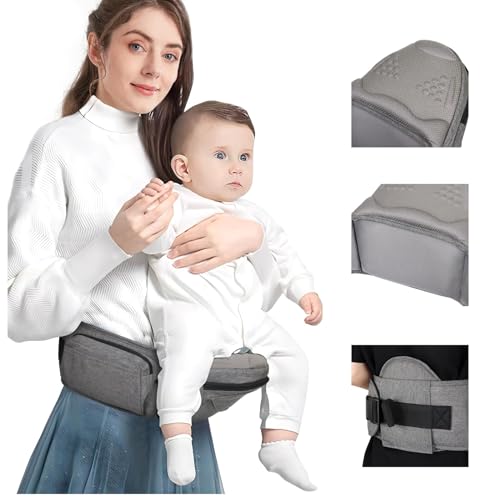 Hip Seat Baby Carrier New Ergonomic Surface Design Adjustable Waistband wLumbar Back Support Ergonomic Carrier wMultiple Pockets for Newborns Toddlers up to 45lbsGrey 0 belly baby and beyond