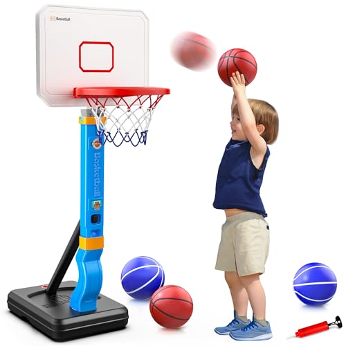 HopeRock Toddler Basketball Hoop Pool Basketball Hoop for Kids 2 8 Height Adjustable Indoor Outdoor Mini Basketball Hoop with 4 Balls Basketball Toys Gifts for 2 3 4 5 6 7 8 Years Old Boys Girls 0 belly baby and beyond