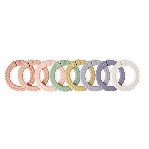 Itzy Ritzy Linking Ring Set Set of 8 Braided Rainbow Colored Versatile Linking Rings Attach to Babys Car Seat Stroller Activity Gym to Keep Toys Nearby Pink Rainbow 0 belly baby and beyond