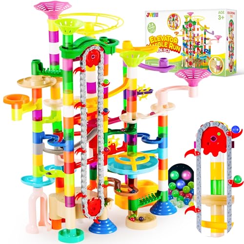 JOYIN 236Pcs Glowing Marble Run with Motorized Elevator Construction Building Blocks Toys with 30 Glow in The Dark Plastic Marbles STEM Gifts for Boys and Girls 0 belly baby and beyond