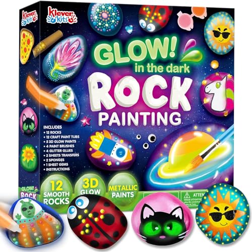 JOYIN Rock Painting Kit Glow in The Dark Rock Kit Arts and Crafts for Kids Ages 6 12 Art Supplies Kids Craft Paint Kits Arts Crafts Toy for Boys Girls Birthday Party Gift 0 belly baby and beyond