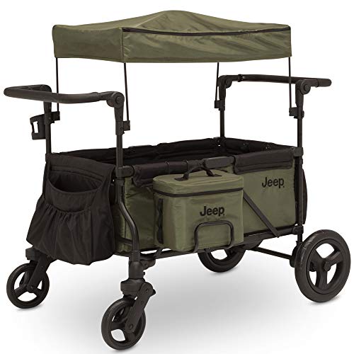 Jeep Deluxe Wrangler Stroller Wagon with Cooler Bag and Parent Organizer by Delta Children BlackGreen 0 belly baby and beyond