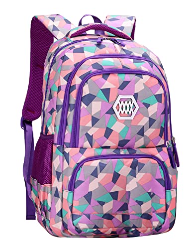 JiaYou Girl Geometric Printed Primary Junior High University School Bag Bookbag Backpack2 Purple35 L 0 belly baby and beyond