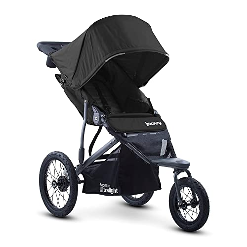 Joovy Zoom360 Ultralight Jogging Stroller Featuring High Child Seat Shock Absorbing Suspension Extra Large Air Filled Tires Parent Organizer Air Pump and Easy One Hand Fold Black 0 belly baby and beyond