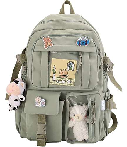 Kawaii Backpack with Cute Bear Plush Kawaii Pin Accessories Large Capacity Aesthetic School Bags Cute Bookbag for Girls TeenGreen 0 belly baby and beyond
