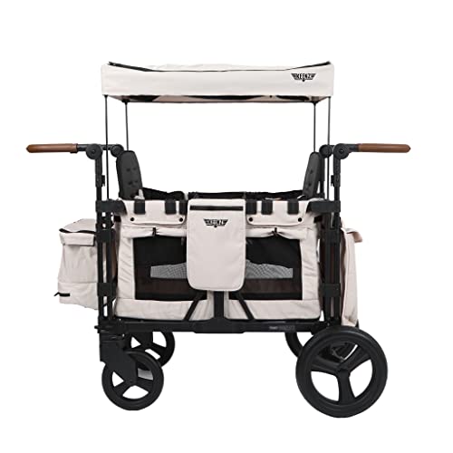 Keenz XC 20 Luxury Comfort Stroller Wagon Foldable 2 Passenger Double Seater with Adjustable Canopy Cream 0 belly baby and beyond