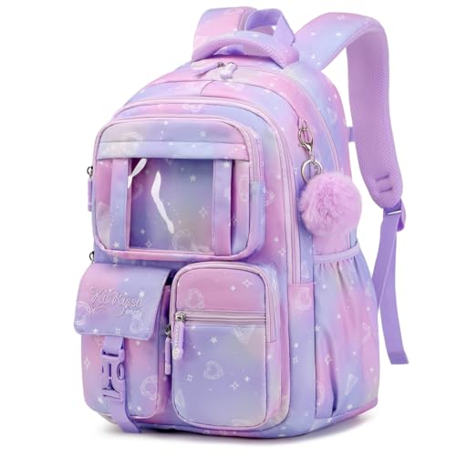 Kids Backpack for Girls School Bags for Middle School Students Book Bag for Elementary Primary School Kawaii Ita Backpack Purple 0 belly baby and beyond
