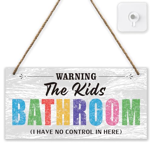 Kids Bathroom Wood Sign Decor SetBathroom Door Signs Decor for KidsFarmhouse Bathroom Signs Wall DecorToilet Hanging Restroom SignBath Signs for Bathroom Wall Art DecorI Have No Control In Here 0 belly baby and beyond