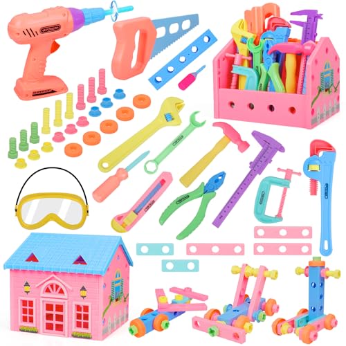 Kids Tool Set Pretend Play Construction Toy Kits 80 PCS Toddler Tool Set with Toy Drill and Tool Box Colorful Accessory Toy Tools Playset for Kids Boys Girls Ages 34567 Years Old 0 belly baby and beyond