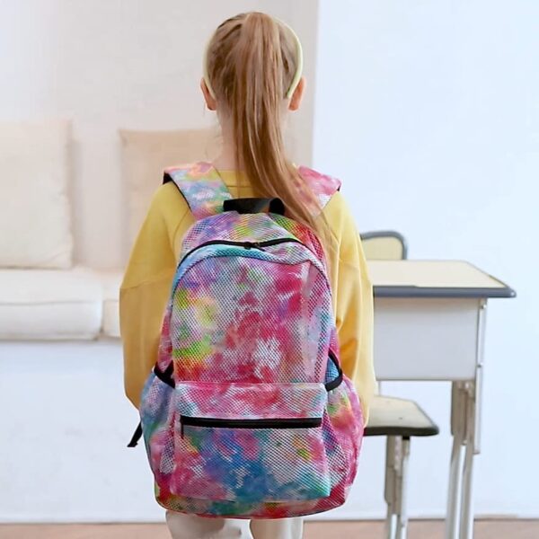 LEDAOU Mesh Backpack for Kids Girls Semi Transparent Mesh School Backpack Bookbag Lightweight Casual Daypacks for Beach Gym Travel Tie Dye Orange 0 1 belly baby and beyond