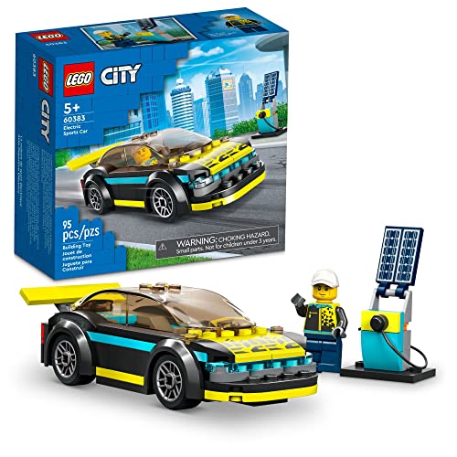 LEGO City Electric Sports Car 60383 Toy for 5 Plus Years Old Boys and Girls Race Car for Kids Set with Racing Driver Minifigure Building Toys 0 belly baby and beyond