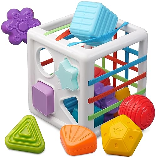 LiKee Toddler Montessori Toys for 1 Years Old Boy Girl Birthday Baby Infant Toys with 10pcs Sensory Pieces Shape Sorter Colorful 1 2 3 Year Learning Fine Motor Skills Toys for 18 Months 0 belly baby and beyond