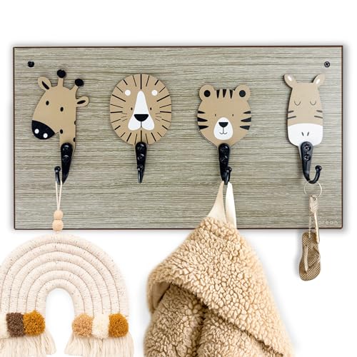 Lion Safari Nursery Wood Kids Wall Hooks for Hanging Decorative Baby Bedroom Bathroom Rack DecorLion 0 belly baby and beyond